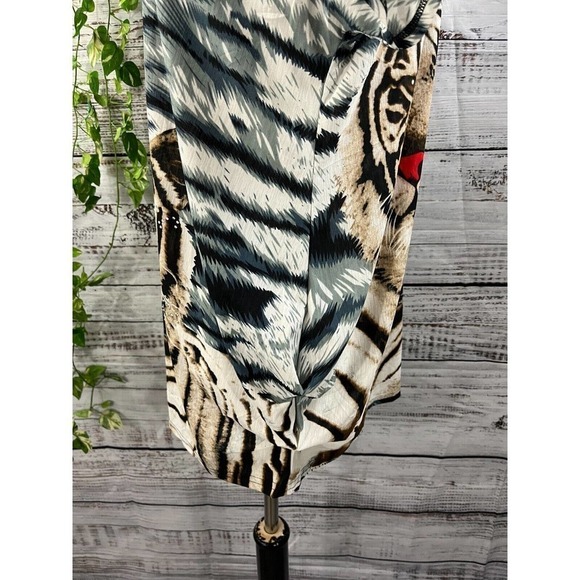 Tiger Mates Tunic Top Medium Large Brown Gray Silk Safari Africa Jungle Disney - Picture 8 of 10